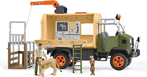 Schleich Wild Life 10-Piece Animal Rescue Toy Truck with Ranger and Animals Playset for Kids Ages 3-8
