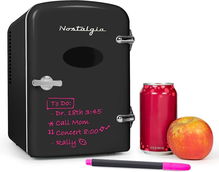 Nostalgia RF6RRAQ Retro 6-Can Personal Cooling and Heating Mini Refrigerator with Carry Handle for Home Office, Car, Boat or Dorm Room-Includes AC/DC Power Cords, Aqua
