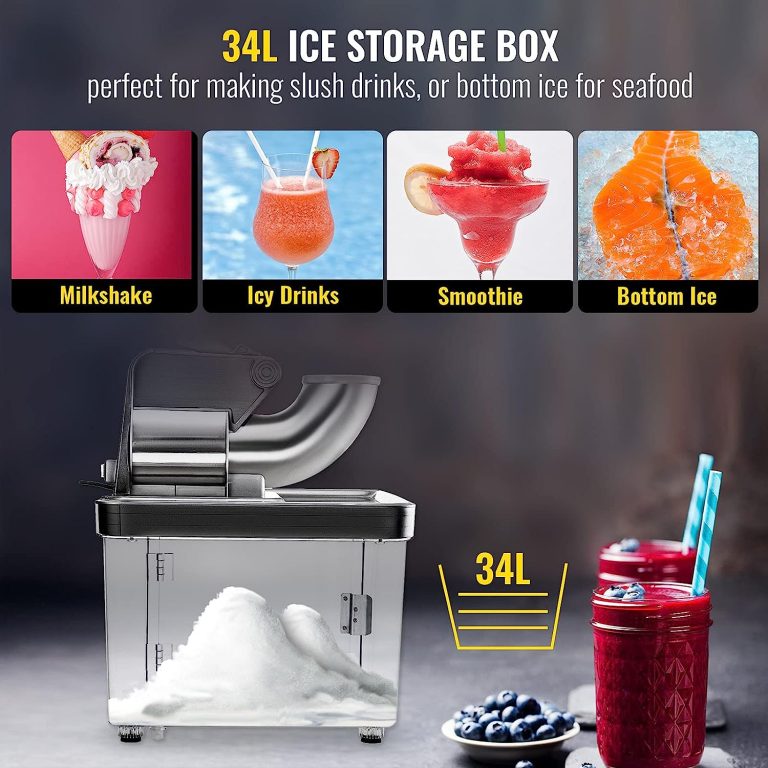 VEVOR 110V Commercial Ice Crusher 440LBS/H, ETL Approved 300W Electric Snow Cone Machine with Dual Blades, Stainless Steel Shaved Ice Machine with Safety On/Off Switch for Family, Restaurants, Bars