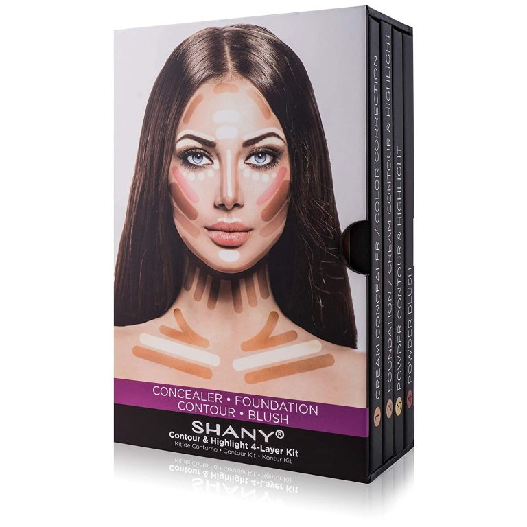 SHANY 4-Layer Contour and Highlight Makeup Kit – Set of Concealer/Color Corrector, Foundation, Contour/Highlight, and Blush Palettes