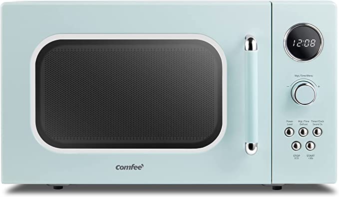 COMFEE’ CM-M092AAT Retro Microwave with 9 Preset Programs, Fast Multi-stage Cooking, Turntable Reset Function Kitchen Timer, Mute Function, ECO Mode, LED digital display, 0.9 cu.ft, 900W, Apricot
