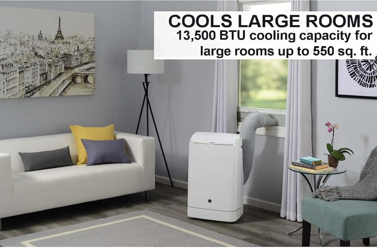 GE 3-in-1 Portable Smart Home Air Conditioner, Dehumidifier & Room Fan | 13,500 BTU | Easy Install Kit Included | Complete With Wifi & Auto-Evaporation Technology | Cools up to 550 Square Feet | 115V