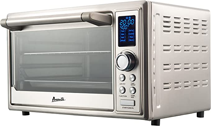 Avanti Air Fryer Oven Combo with 8 Pre-Set Functions and Digital Controls, 90 Minute Timer and Auto Shut-Off, 0.8 Cu.Ft., Metallic