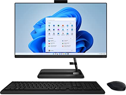 Lenovo IdeaCentre AIO 3-2022- All-in-One Desktop – 23.8″ FHD Touch Display – HD 720p Camera – Windows 11 Home – 8GB Memory – 512GB Storage – AMD Ryzen 5 5625U – Black – Mouse & Keyboard Included