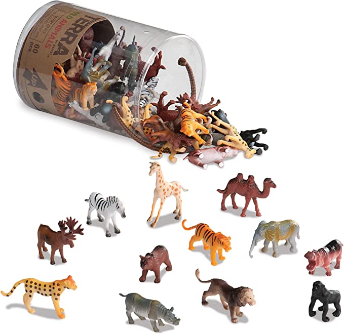 Terra by Battat â€“ Assorted Miniature Wild Animal Toys For Kids 3+ (60 Pc) Multi, 2″