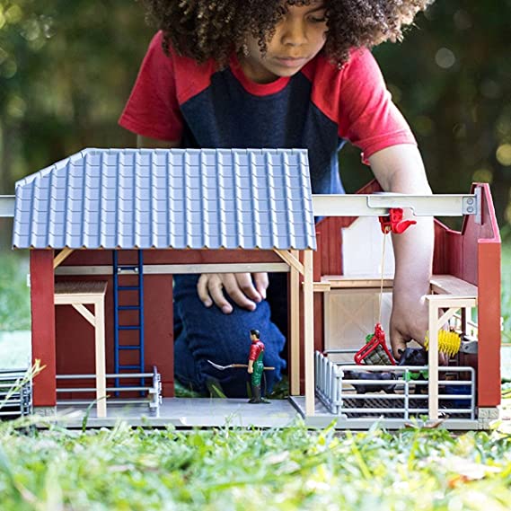 Schleich Farm Animal Toys and Playsets – Farm World Red Barn Set with Black Angus Cow Figurines, Farmer Action Figure and Farming Accessories for Kids Ages 3 and Above