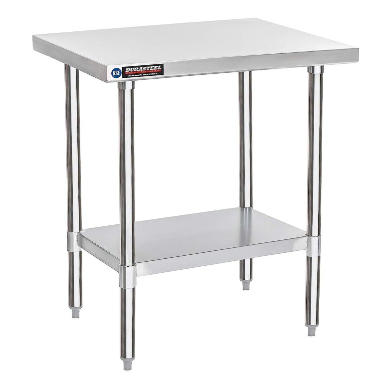 Food Prep Stainless Steel Table – DuraSteel 30 x 24 Inch Commercial Metal Workbench with Adjustable Under Shelf – NSF Certified – For Restaurant, Warehouse, Home, Kitchen, Garage