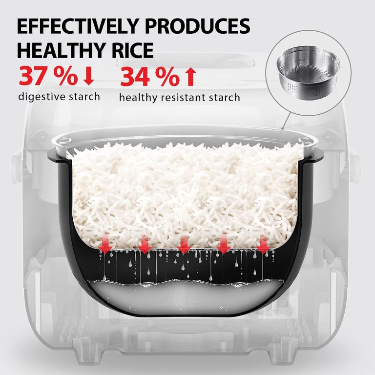Toshiba Low Carb Digital Programmable Multi-functional Rice Cooker, Slow Cooker, Steamer & Warmer, 5.5 Cups Uncooked with Fuzzy Logic and One-Touch Cooking, 24 Hour Delay Timer and Auto Keep Warm Feature, White