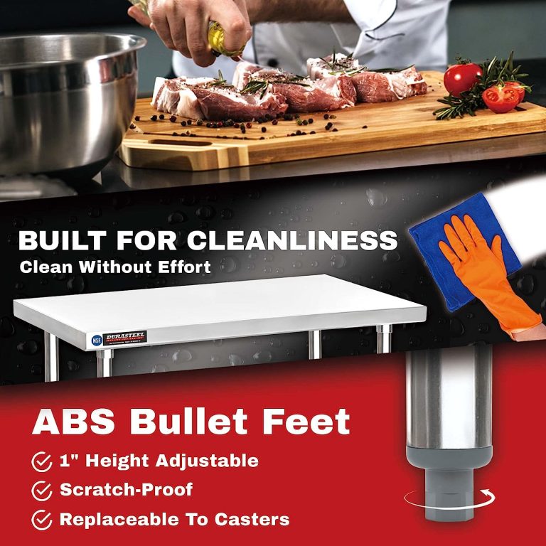 Food Prep Stainless Steel Table – DuraSteel 30 x 24 Inch Commercial Metal Workbench with Adjustable Under Shelf – NSF Certified – For Restaurant, Warehouse, Home, Kitchen, Garage