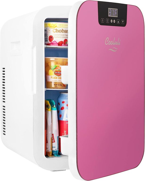 Cooluli 20L Mini Fridge For Bedroom – Car, Office Desk & College Dorm Room – Glass Front & Digital Temperature Control – Small 12v Refrigerator for Food, Drinks, Skincare, Beauty & Breast Milk