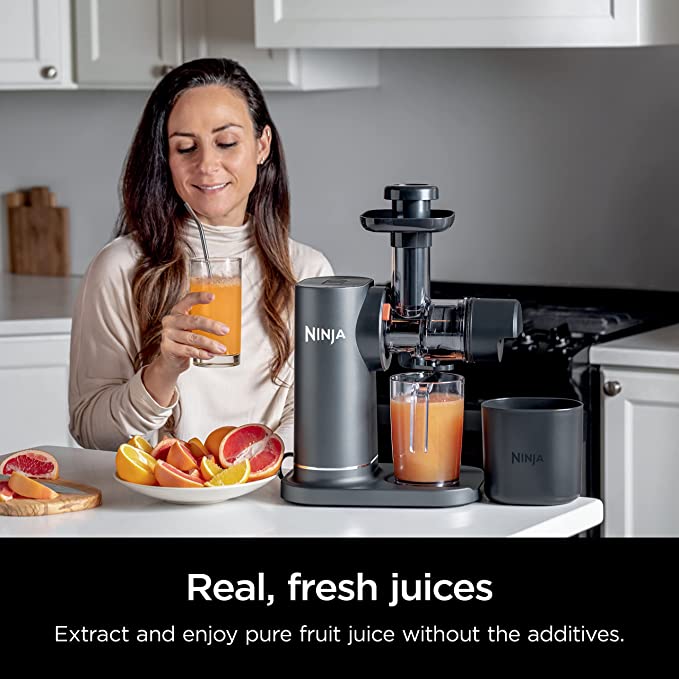 Ninja JC151 NeverClog Cold Press Juicer, Powerful Slow Juicer with Total Pulp Control, Charcoal