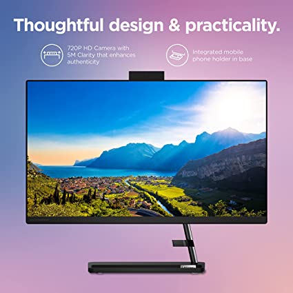 Lenovo IdeaCentre AIO 3-2022- All-in-One Desktop – 23.8″ FHD Touch Display – HD 720p Camera – Windows 11 Home – 8GB Memory – 512GB Storage – AMD Ryzen 5 5625U – Black – Mouse & Keyboard Included