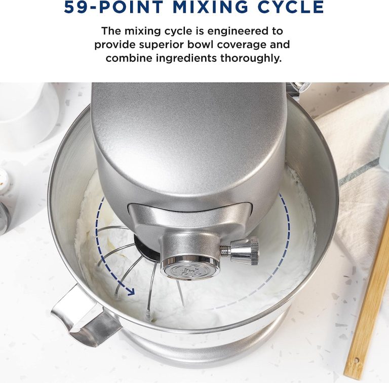 GE Tilt-Head Electric Stand Mixer | 7-Speed, 350-Watt Motor | Includes 5.3-Quart Bowl, Flat Beater, Dough Hook, Wire Whisk & Pouring Shield | Countertop Kitchen Essentials | Granite Gray