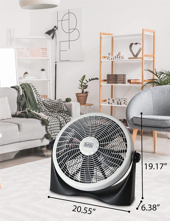 BLACK+DECKER Floor Fan for Home, Garage, Bedroom, or Office, Cooling Fan for Floor with 3 Fan Settings, Quiet Floor Fan with Adjustable Tilt Angle and Sturdy Base
