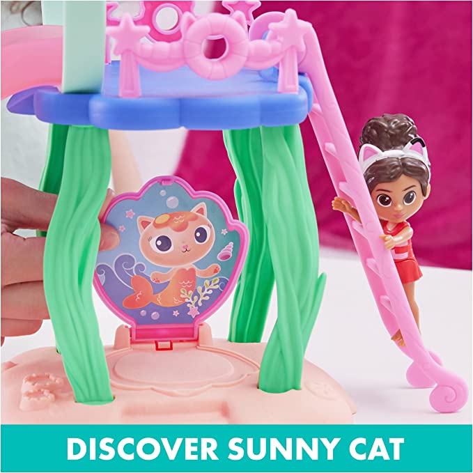 Gabbyâ€™s Dollhouse, Purr-ific Pool Playset with Gabby and MerCat Figures, Color-Changing Mermaid Tails and Pool Accessories Kids Toys for Ages 3 and Up