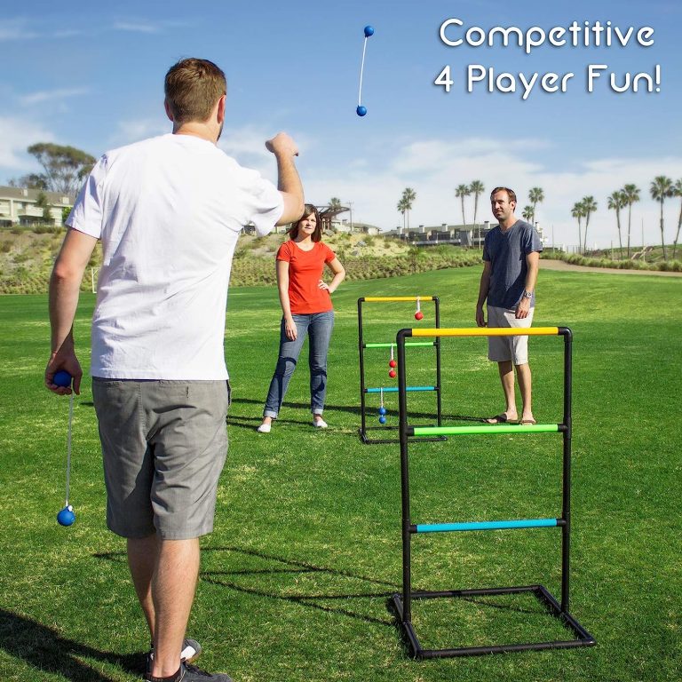 GoSports Pro Grade Ladder Toss Indoor/Outdoor Game Set with 6 Soft Rubber Bolo Balls, Travel Carrying Case