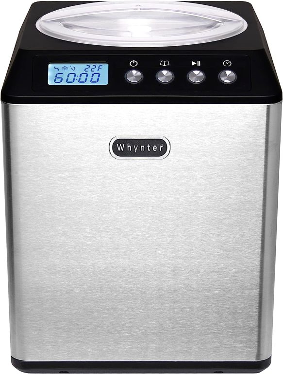 Whynter ICM-128BPS Upright Automatic Ice Cream Maker 1.28 Quart Capacity with Built-in Compressor, no pre-freezing, LCD Digital Display, Timer, with Stainless Steel Bowl Limited Black Pink Edition