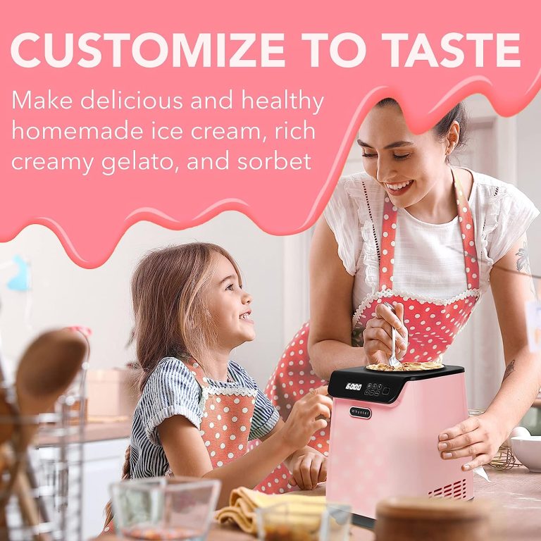 Whynter ICM-128BPS Upright Automatic Ice Cream Maker 1.28 Quart Capacity with Built-in Compressor, no pre-freezing, LCD Digital Display, Timer, with Stainless Steel Bowl Limited Black Pink Edition