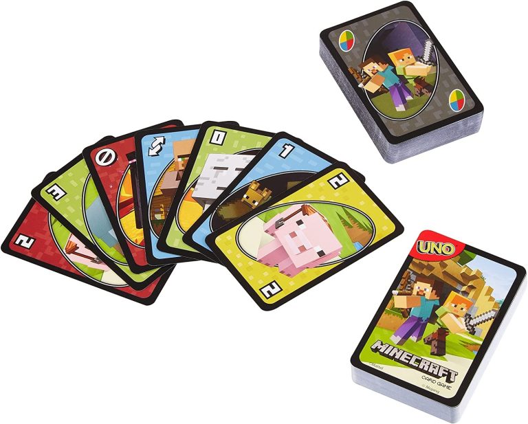 UNO Card Game, Gifts for Kids and Family Night, Themed to Minecraft Video Game, Travel Games, Storage Tin Box