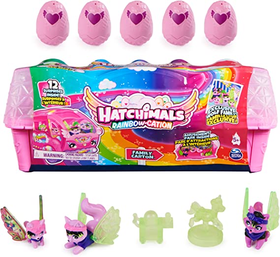 Hatchimals CollEGGtibles, Rainbow-Cation Llama Family Carton with Surprise Playset, 10 Characters, 2 Accessories, Easter Gifts, Kids Toys for Girls