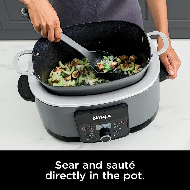 Ninja MC1001 Foodi PossibleCooker PRO 8.5 Quart Multi-Cooker, with 8-in-1 Slow Cooker, Dutch Oven, Steamer & More, Glass Lid & Integrated Spoon, Nonstick, Oven Safe Pot to 500Â°F, Sea Salt Gray