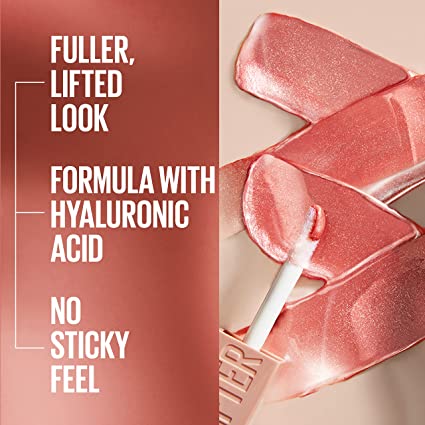 Maybelline Lifter Gloss, Hydrating Lip Gloss with Hyaluronic Acid, High Shine for Plumper Looking Lips, Ice, Pink Neutral, 0.18 Ounce