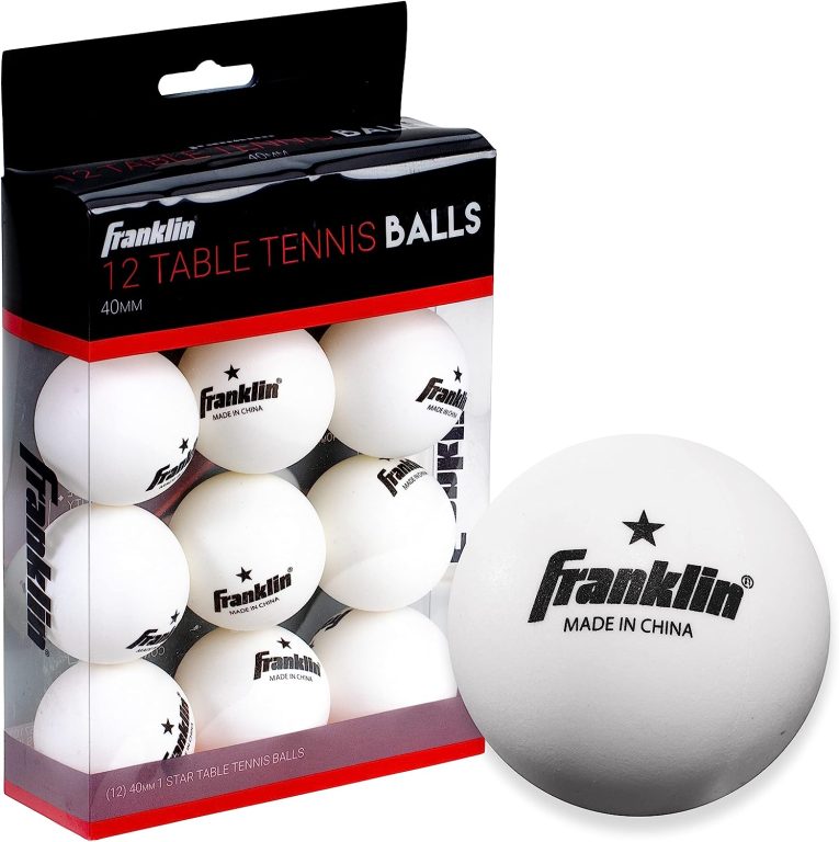 Franklin Sports Ping Pong Balls – Official Size + Weight White 40mm Table Tennis Balls – One Star Professional Ping Pong Balls – Durable High Performance Ping Pong Balls – White – 12 Pack