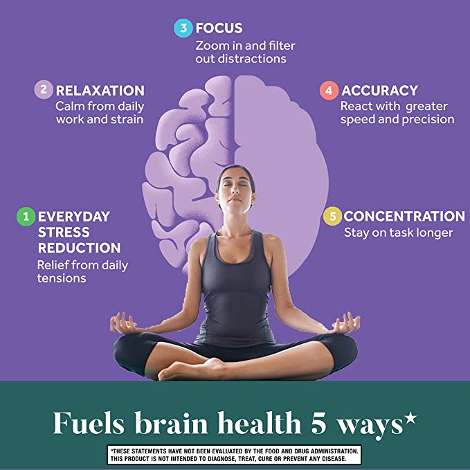 NEURIVA Destress Brain Supplement for Focus, Concentration & Accuracy with L-Theanine for Relaxation & Everyday Stress Reduction and Melon Concentrate to Help Fight Oxidative Stress, 30ct Capsules