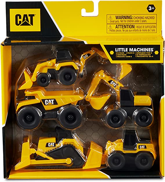 CatToysOfficial Construction, Little Machines Toys with 5pcs – Dump Truck, Wheel Loader, Bulldozer, Backhoe, and Excavator Vehicles, Cake Toppers, Playset for Kids Ages 3 and up