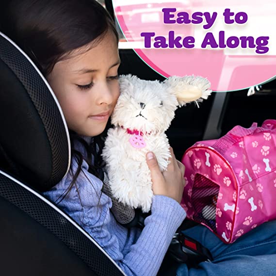 Click N’ Play Toy Puppy for Kids, 9 Piece Play Dog Set, Dog Toy for Girls 3-6 Years Old, Includes a Toy Dog Bed and Carrier