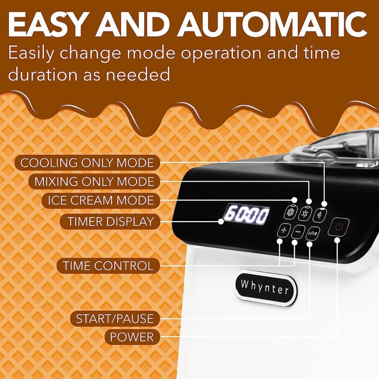 Whynter ICM-128BPS Upright Automatic Ice Cream Maker 1.28 Quart Capacity with Built-in Compressor, no pre-freezing, LCD Digital Display, Timer, with Stainless Steel Bowl Limited Black Pink Edition