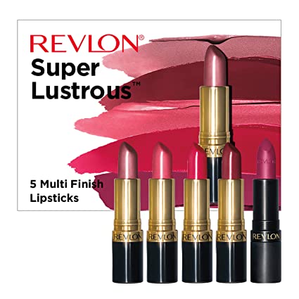 Lipstick Set by Revlon, Super Lustrous 5 Piece Gift Set, Multi-Finish, Cream Pearl & Matte, Pack of 5