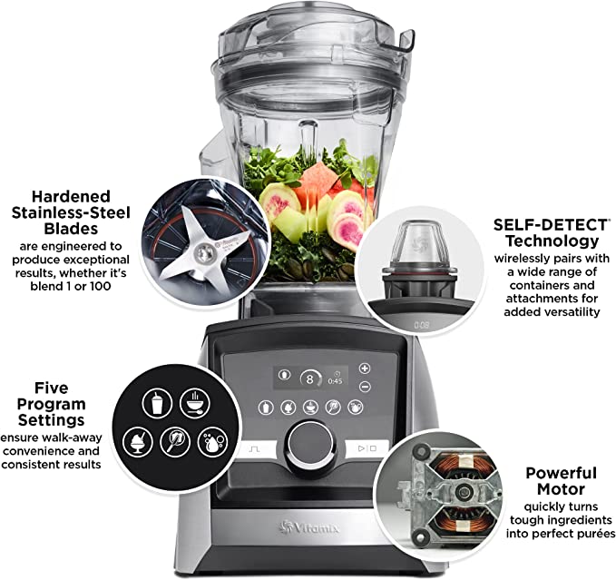 Vitamix A3500 Ascent Series Smart Blender, Professional-Grade, 48 oz. Container, Brushed Stainless Finish
