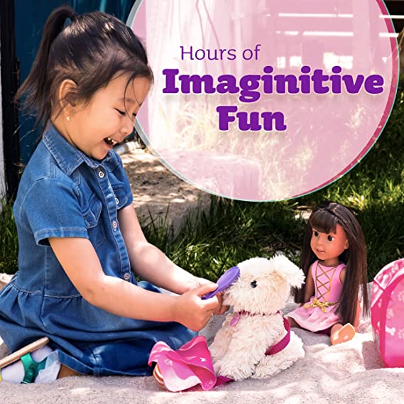 Click N’ Play Toy Puppy for Kids, 9 Piece Play Dog Set, Dog Toy for Girls 3-6 Years Old, Includes a Toy Dog Bed and Carrier