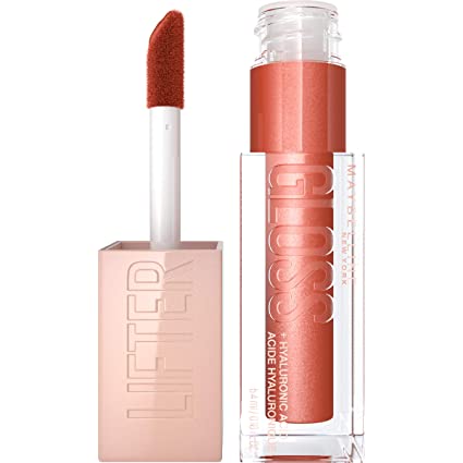 Maybelline Lifter Gloss, Hydrating Lip Gloss with Hyaluronic Acid, High Shine for Plumper Looking Lips, Ice, Pink Neutral, 0.18 Ounce