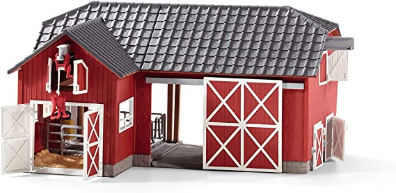 Schleich Farm Animal Toys and Playsets – Farm World Red Barn Set with Black Angus Cow Figurines, Farmer Action Figure and Farming Accessories for Kids Ages 3 and Above