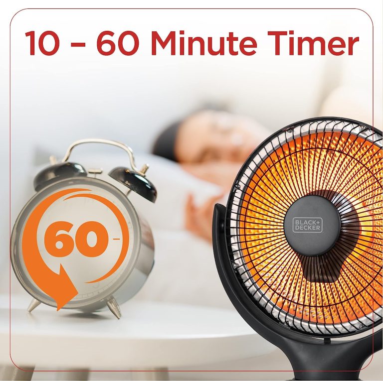 BLACK+DECKER Portable Heater for Rooms up to 161 Sq. Ft., Oscillating Space Heater & Heater for Bedroom with Overheat Protection, Small Heater with Timer & Manual Controls
