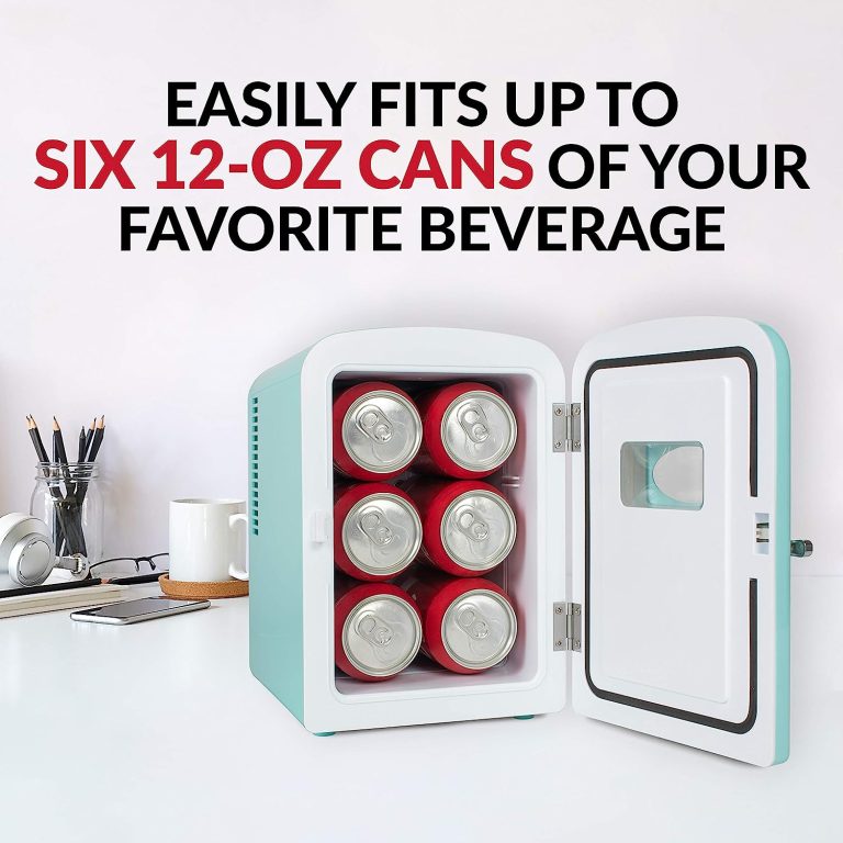 Nostalgia RF6RRAQ Retro 6-Can Personal Cooling and Heating Mini Refrigerator with Carry Handle for Home Office, Car, Boat or Dorm Room-Includes AC/DC Power Cords, Aqua