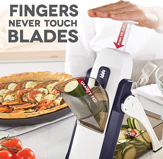 DASH Safe Slice® Mandoline Slicer, Julienne + Dicer for Vegetables, Meal Prep & More with 30+ Presets & Thickness Adjuster – Aqua