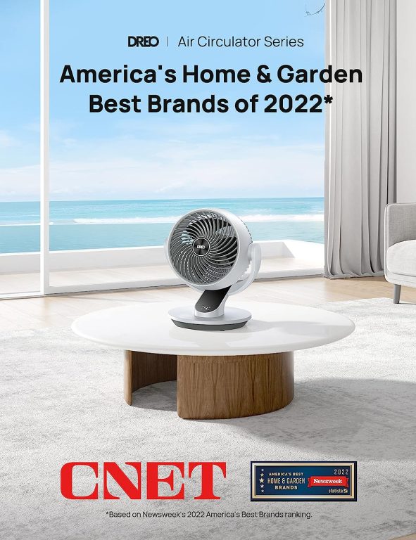 Dreo Oscillating Fan for Bedroom, 9 Inch Quiet Table Fans for Home Whole Room, 70ft Powerful Airflow, Desk Air Circulator Fan with Remote, 120° Adjustable Tilt, 4 Speeds, 8H Timer, for Office Desktop