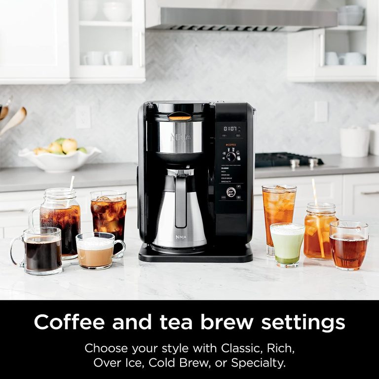 Ninja Hot and Cold Brewed System, Auto-iQ Tea and Coffee Maker with 6 Brew Sizes, 50 fluid ounces, 5 Brew Styles, Frother, Coffee & Tea Baskets with Glass Carafe (CP301)