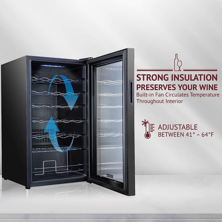 SCHMECKE 34 Bottle Compressor Wine Cooler Refrigerator w/Lock | Large Freestanding Wine Cellar | 41f-64f Digital Temperature Control Wine Fridge For Red, White, Champagne or Sparkling Wine – Black