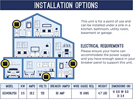 GE APPLIANCES 18 kW 240v Whole Home Tankless Water Heater | Electric Water Heater with Digital Temperature Control 18000 Watts | 3.8 Gallons per Minute, Diamond Gray (GE18SNHPDG)