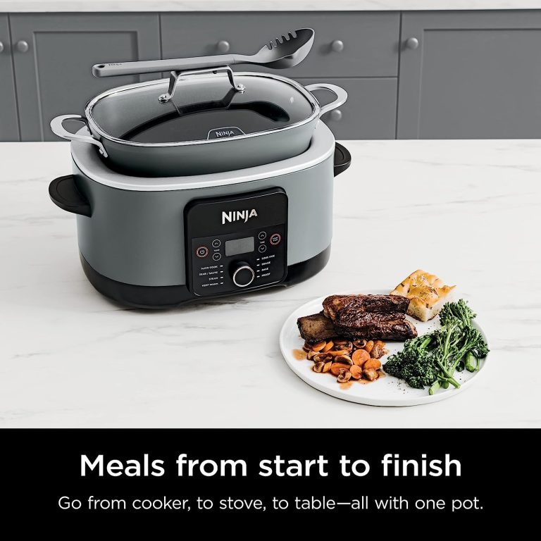 Ninja MC1001 Foodi PossibleCooker PRO 8.5 Quart Multi-Cooker, with 8-in-1 Slow Cooker, Dutch Oven, Steamer & More, Glass Lid & Integrated Spoon, Nonstick, Oven Safe Pot to 500Â°F, Sea Salt Gray