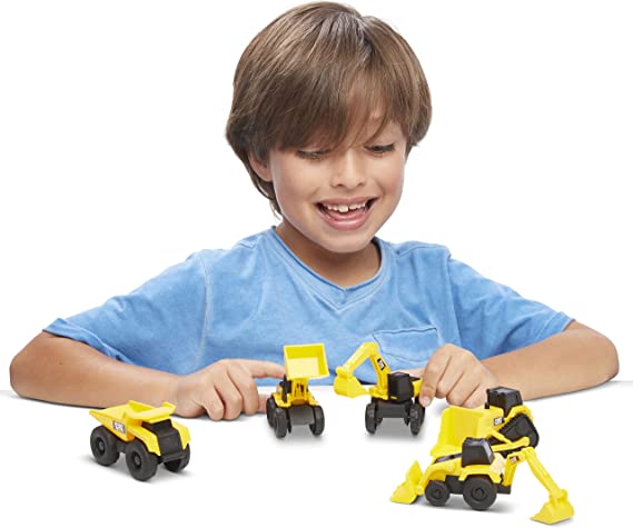 CatToysOfficial Construction, Little Machines Toys with 5pcs – Dump Truck, Wheel Loader, Bulldozer, Backhoe, and Excavator Vehicles, Cake Toppers, Playset for Kids Ages 3 and up