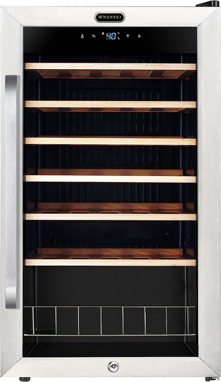 Whynter FWC-341TS 34 Bottle Freestanding Stainless Steel Wine Refrigerator with Display Shelf and Digital Control