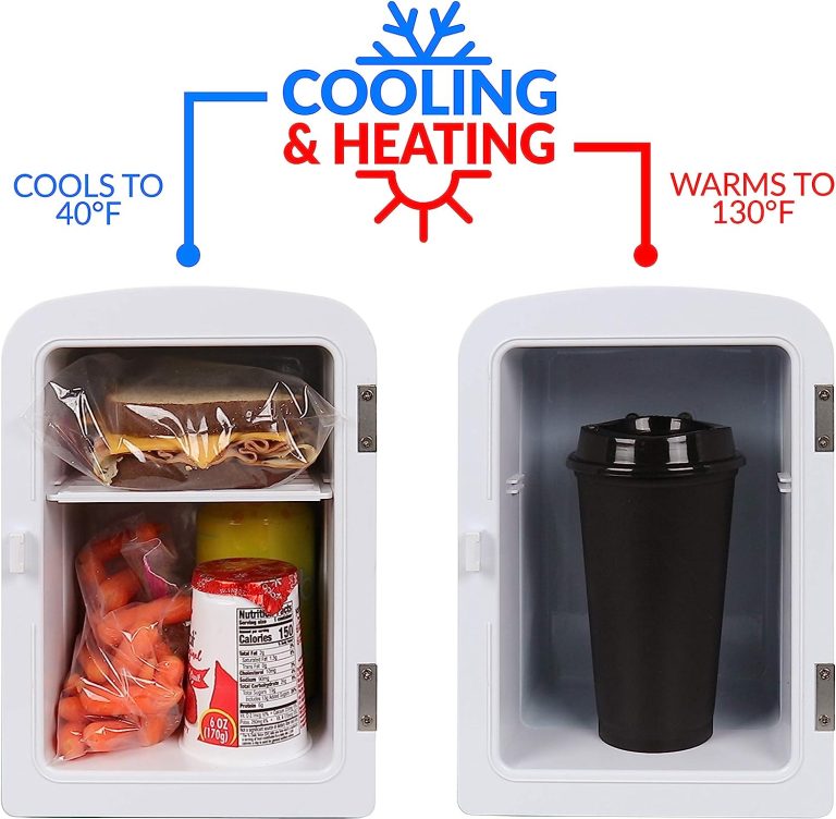 Nostalgia RF6RRAQ Retro 6-Can Personal Cooling and Heating Mini Refrigerator with Carry Handle for Home Office, Car, Boat or Dorm Room-Includes AC/DC Power Cords, Aqua