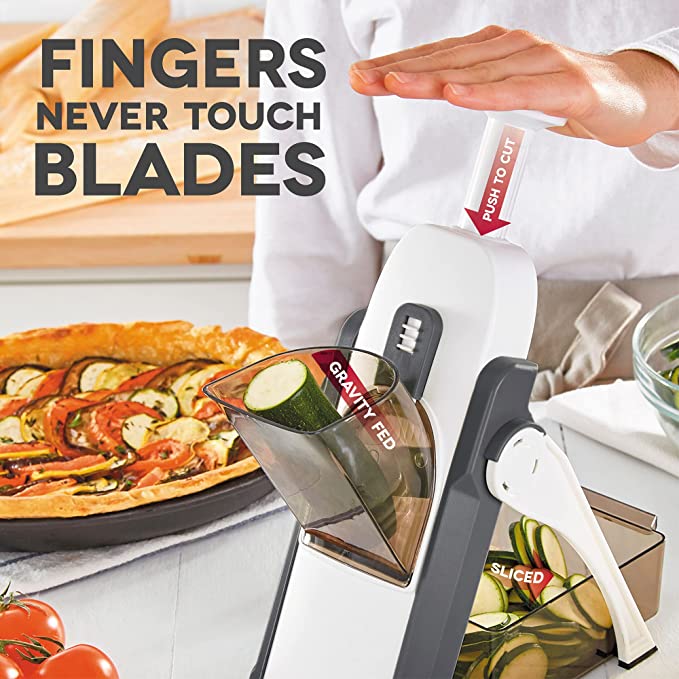 DASH Safe Slice® Mandoline Slicer, Julienne + Dicer for Vegetables, Meal Prep & More with 30+ Presets & Thickness Adjuster – Aqua