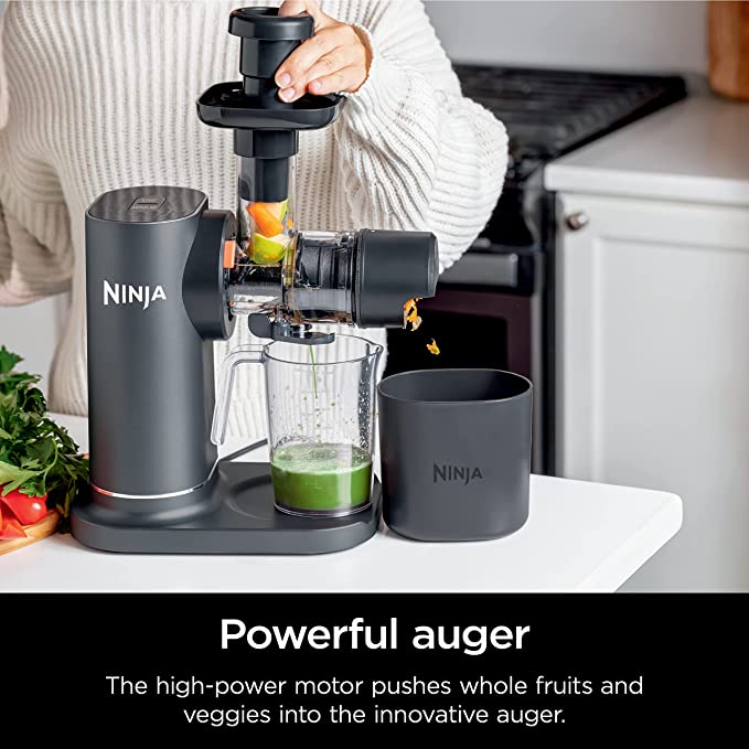 Ninja JC151 NeverClog Cold Press Juicer, Powerful Slow Juicer with Total Pulp Control, Charcoal