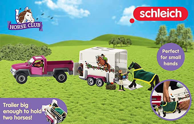 Schleich Horse Club, 15-Piece Playset, Horse Toys for Girls and Boys 5-12 years old Pick Up with Horse Box
